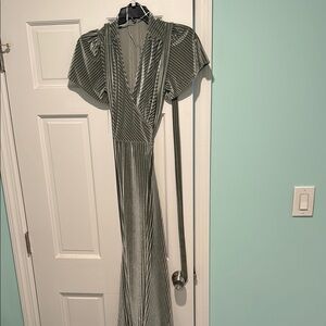 Baltic Born Green Wrap Gown with Flutter Sleeves